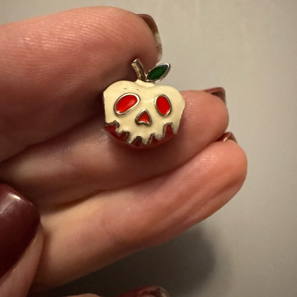 OHM bead apple looks like a skull white and red enamel